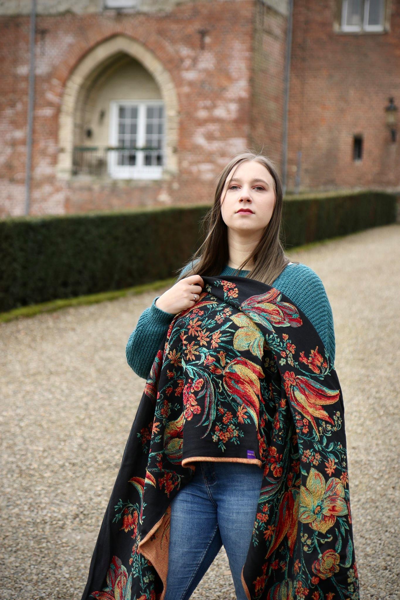 Yaro Floral Trio Black Red Green Yellow Tencel