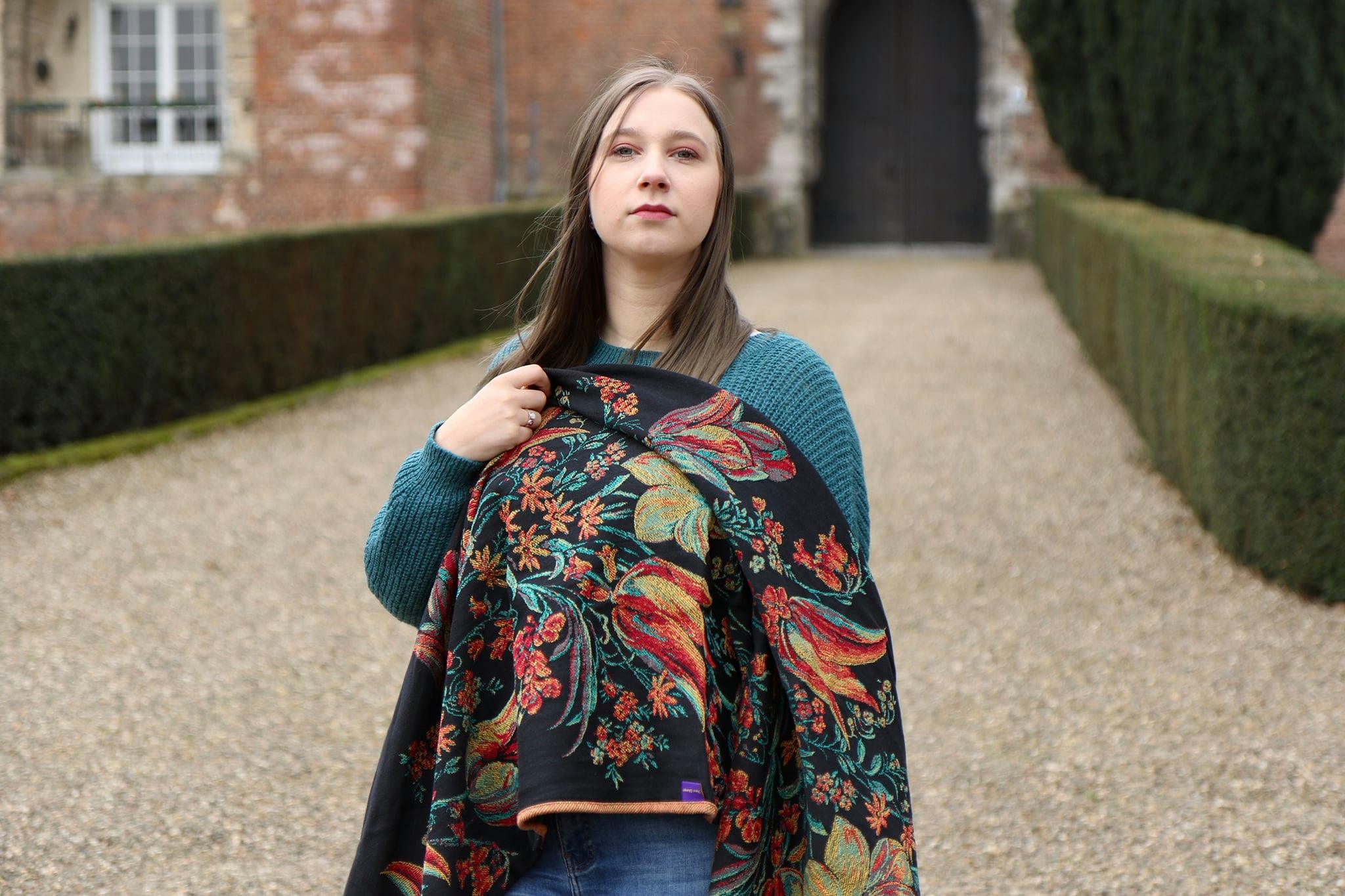 Yaro Floral Trio Black Red Green Yellow Tencel