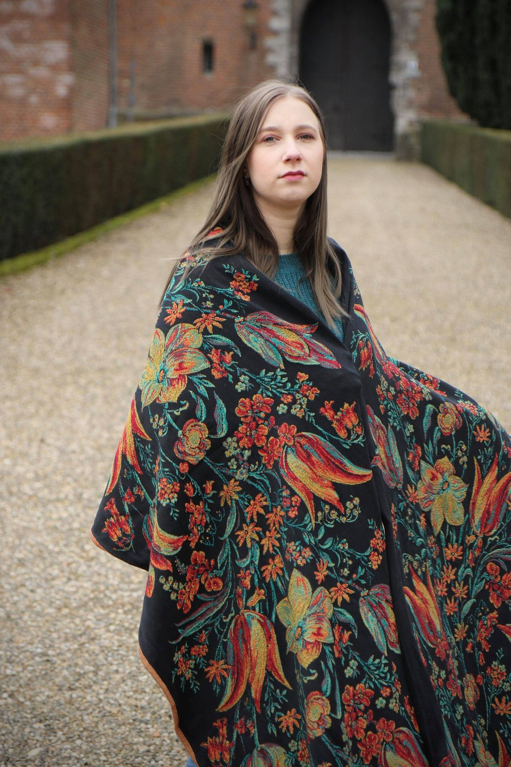 Yaro Floral Trio Black Red Green Yellow Tencel