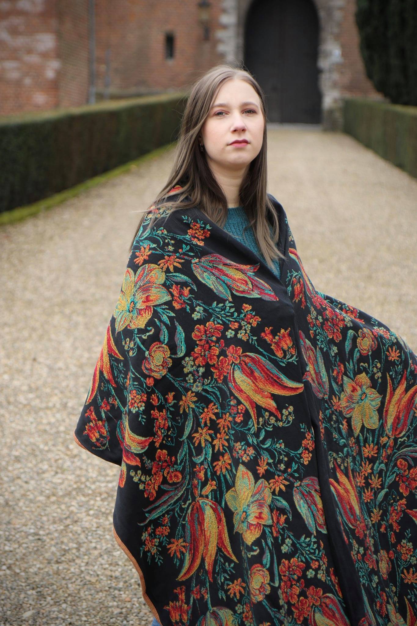 Yaro Floral Trio Black Red Green Yellow Tencel