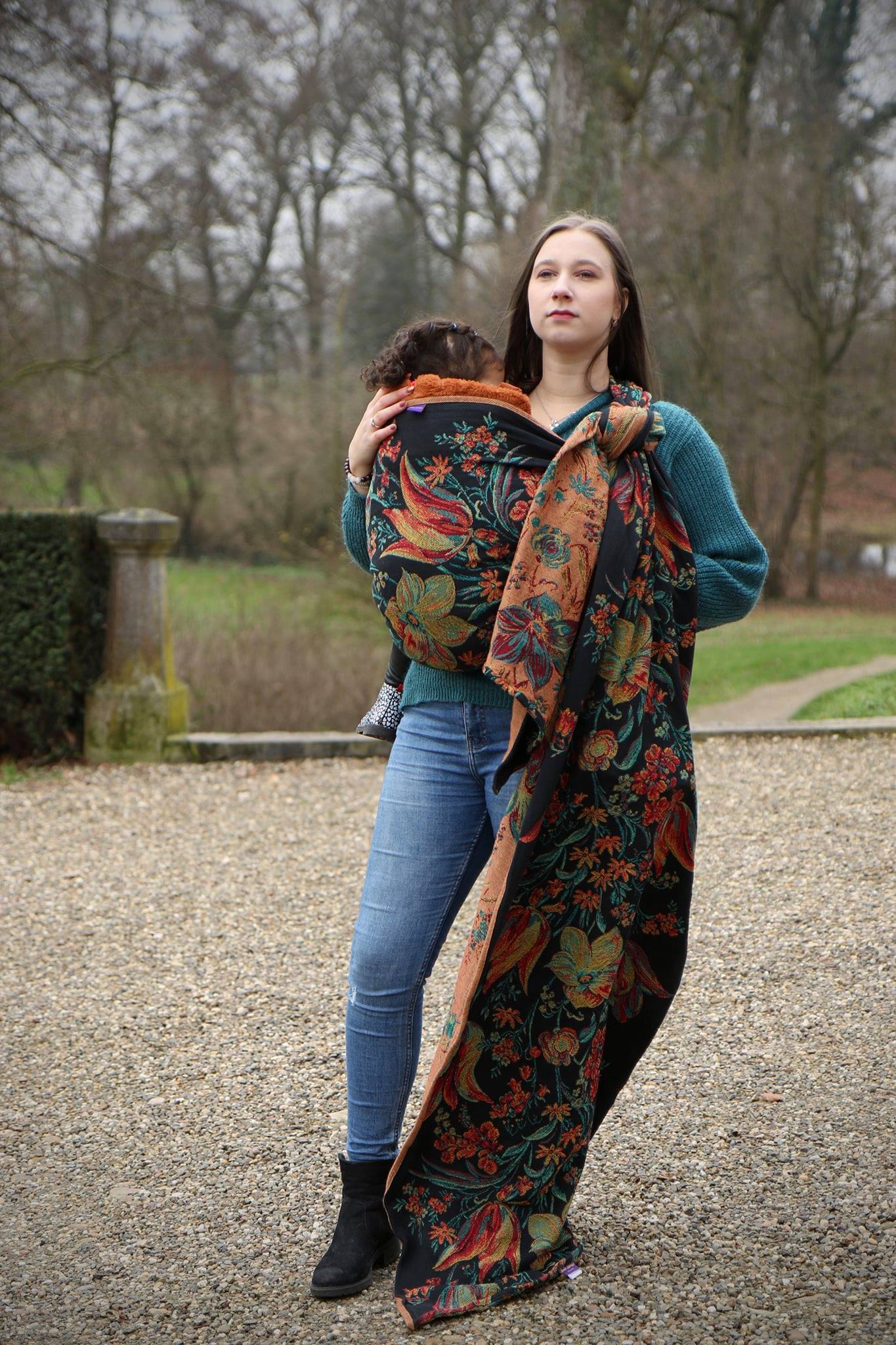 Yaro Floral Trio Black Red Green Yellow Tencel