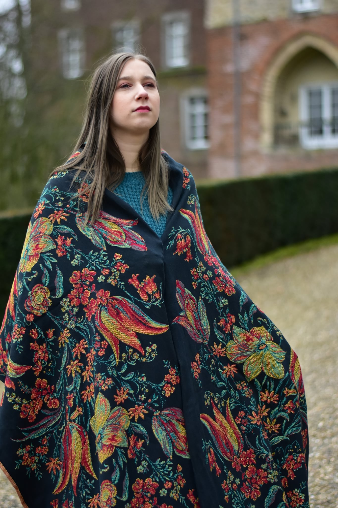 Yaro Floral Trio Black Red Green Yellow Tencel