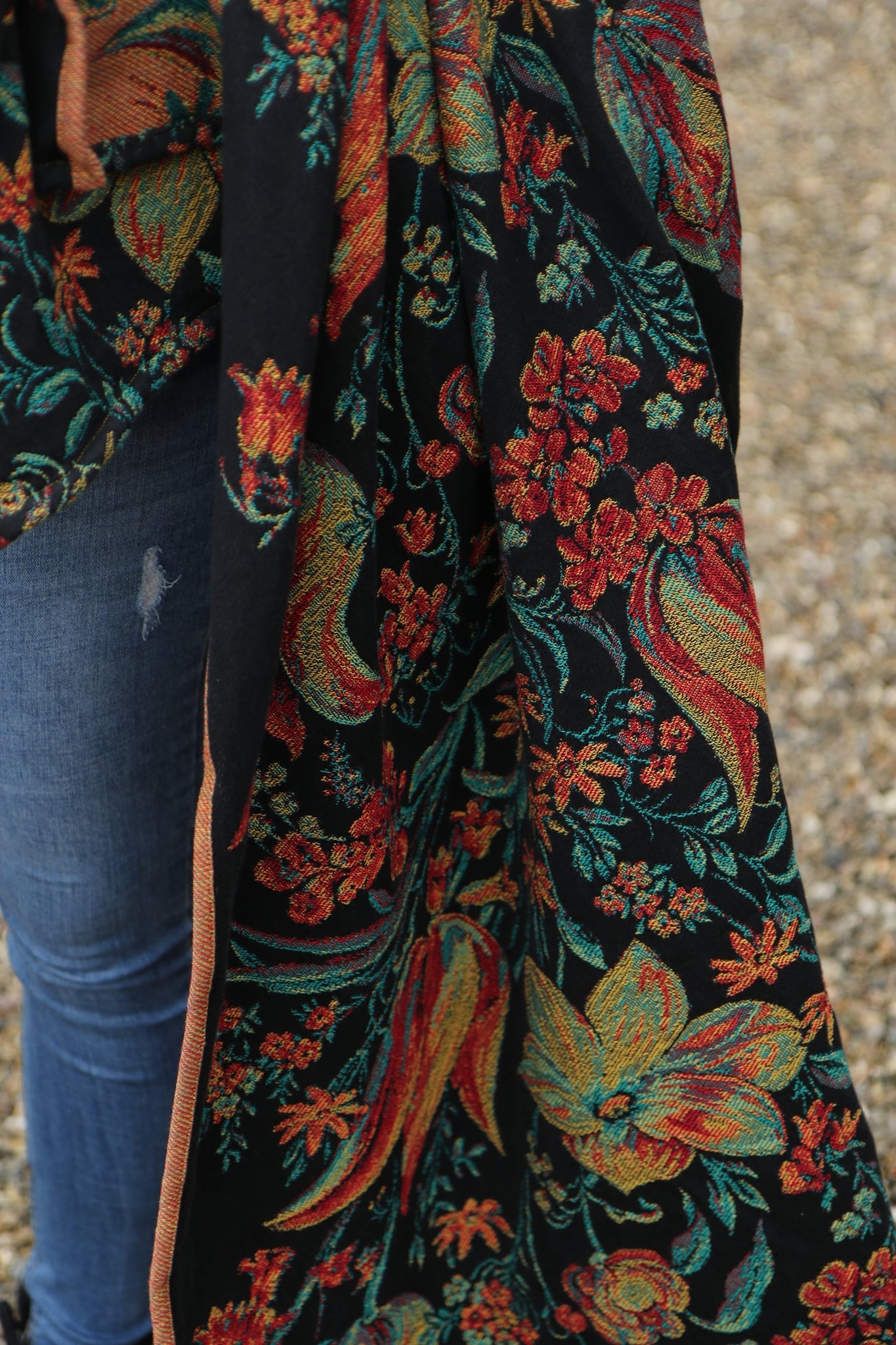 Yaro Floral Trio Black Red Green Yellow Tencel