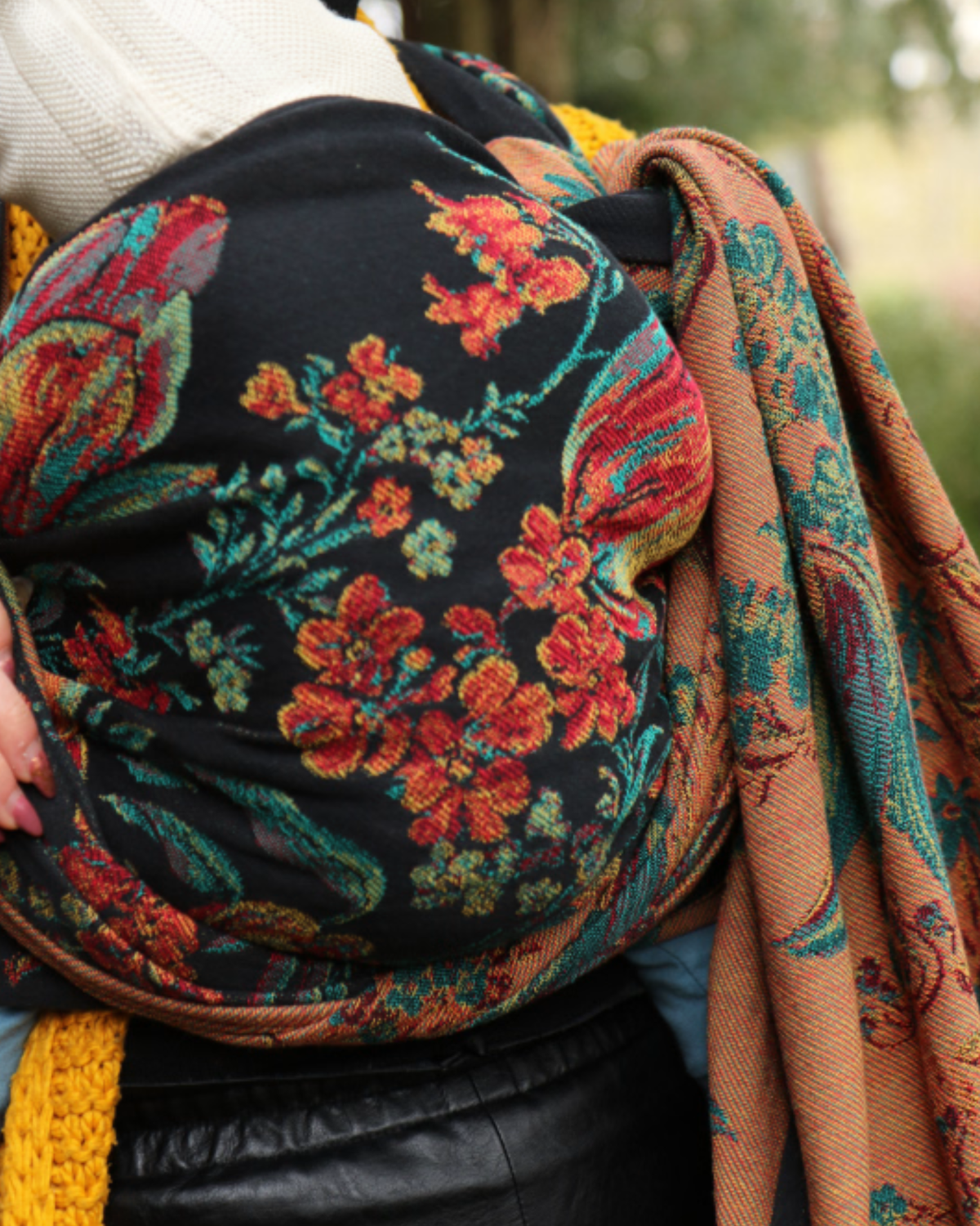 Yaro Floral Trio Black Red Green Yellow Tencel